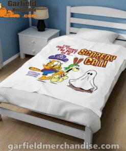 garfield scaredy cat halloween white blanket