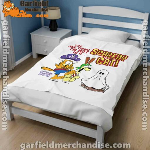 garfield scaredy cat halloween white blanket