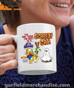 garfield scaredy cat halloween white coffee mug