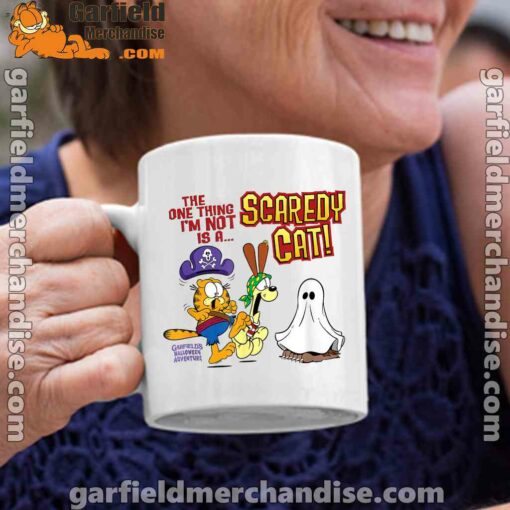 garfield scaredy cat halloween white coffee mug