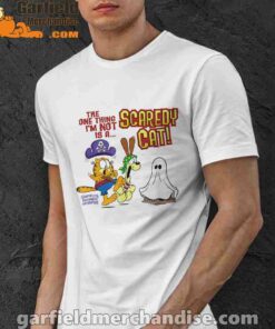 garfield scaredy cat halloween white men shirt