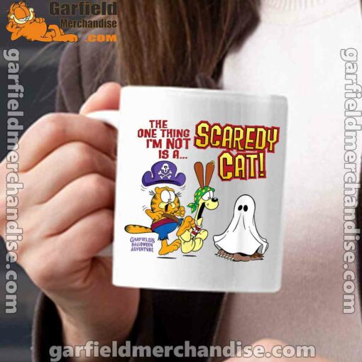 garfield scaredy cat halloween white mug