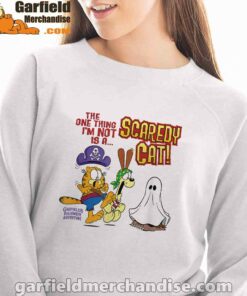 garfield scaredy cat halloween white sweatshirt women