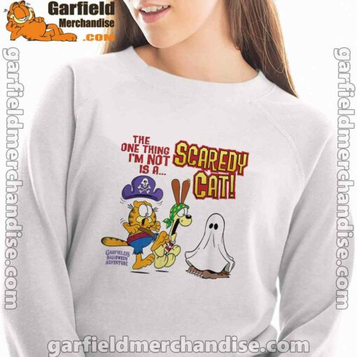 garfield scaredy cat halloween white sweatshirt women