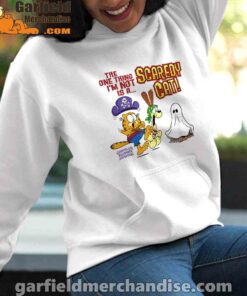 garfield scaredy cat halloween white women hoodie