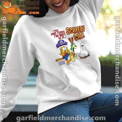 garfield scaredy cat halloween white women hoodie