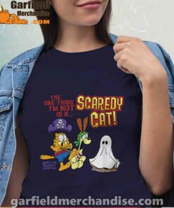 garfield scaredy cat halloween women navy shirts