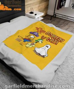 garfield scaredy cat halloween yellow blanket