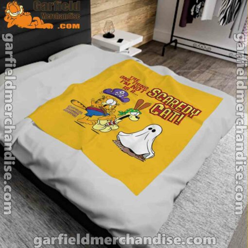 garfield scaredy cat halloween yellow blanket