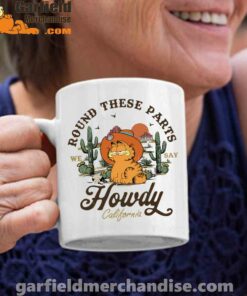 california howdy garfield cowboy white coffee mug