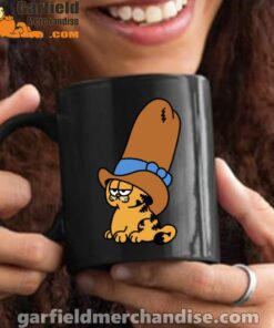 cowboy garfield smile on the day black mug