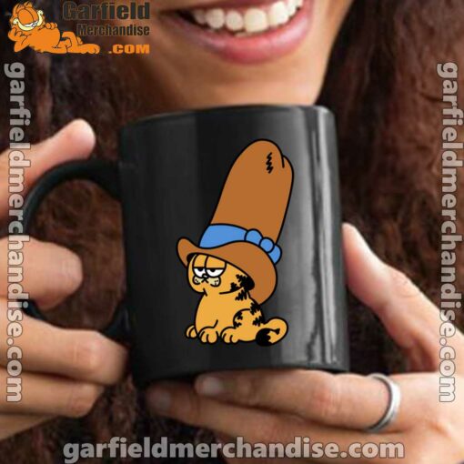 cowboy garfield smile on the day black mug