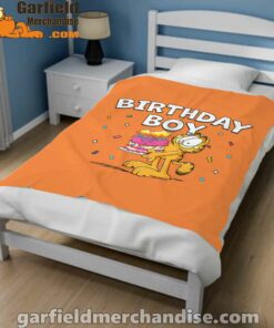 garfield birthday boy cake confetti celebration orange blanket