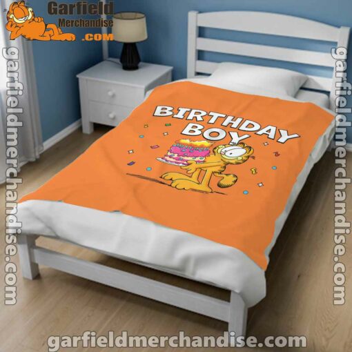 garfield birthday boy cake confetti celebration orange blanket