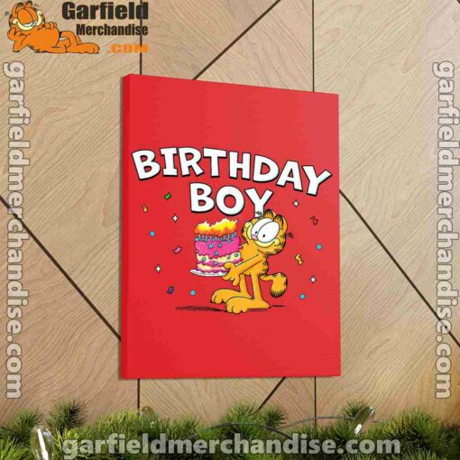 garfield birthday boy cake confetti celebration red canvas