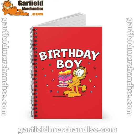 garfield birthday boy cake confetti celebration red notebook