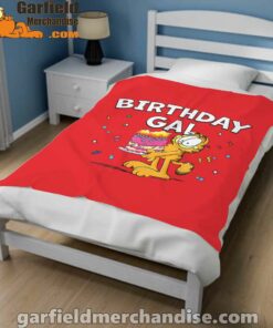 garfield birthday elebrating big chest red blanket