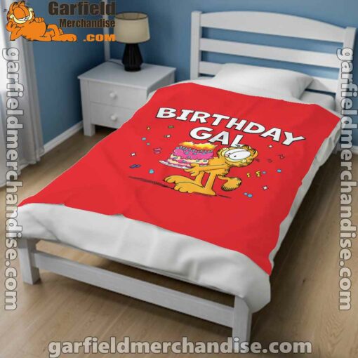 garfield birthday elebrating big chest red blanket