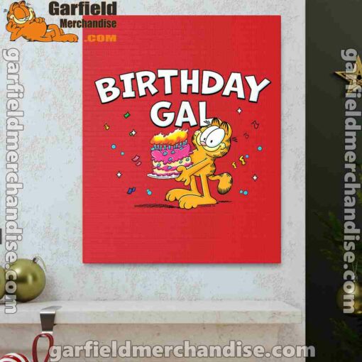 garfield birthday elebrating big chest red canvas