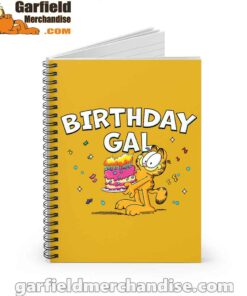 garfield birthday elebrating big chest yellow notebook