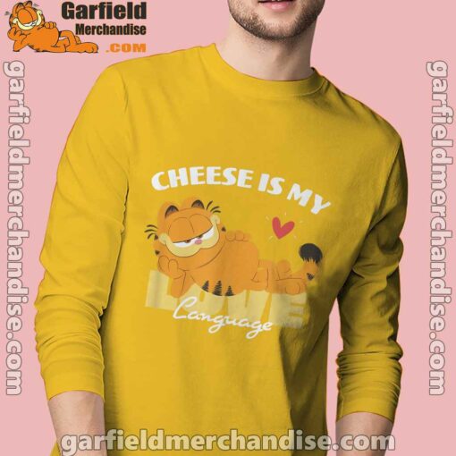 garfield cheese is my love lasagna men's yellow long sleeve