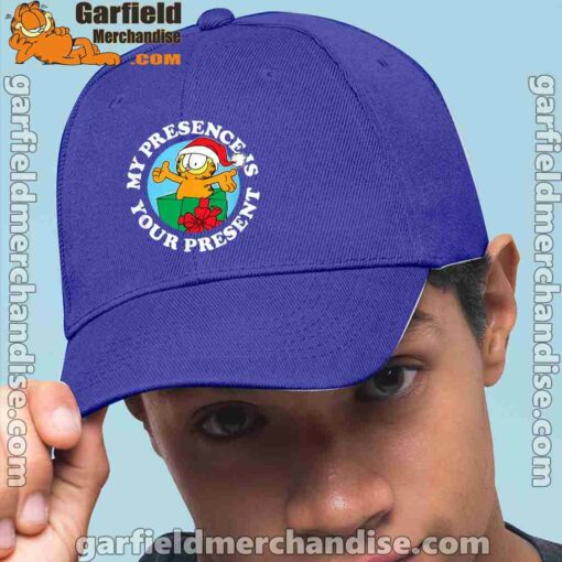 garfield christmas my presence is your present blue hat