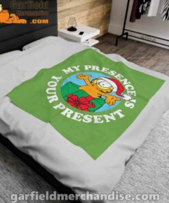 garfield christmas my presence is your present green blanket