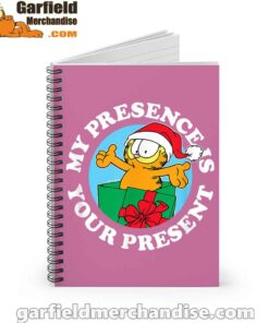 garfield christmas my presence is your present pink notebook