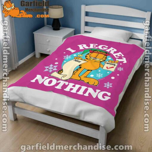 garfield christmas naughty list regret nothing pink blanket