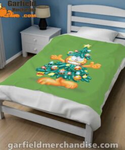 garfield christmas tree green blanket