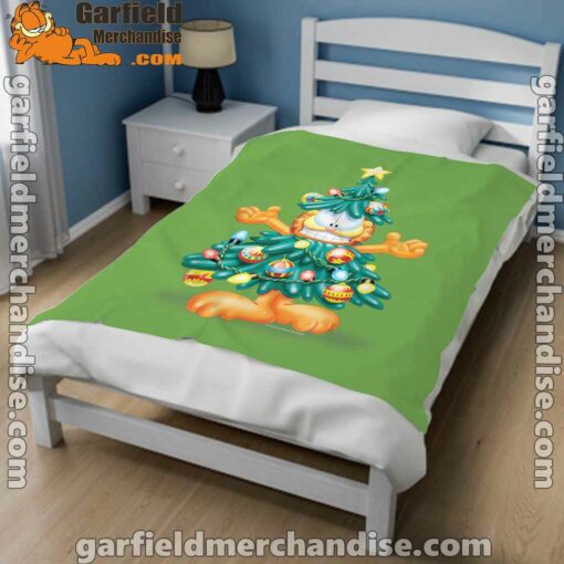 garfield christmas tree green blanket