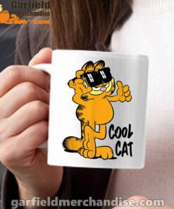 garfield cool cat down in style white mug