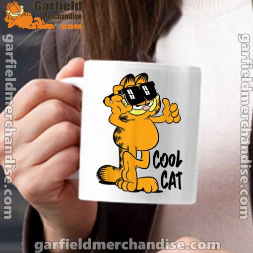 garfield cool cat down in style white mug