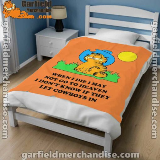 garfield cowboy heaven when die orange blanket