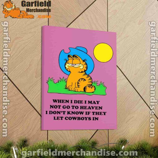 garfield cowboy heaven when die pink canvas