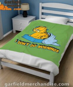 garfield dont do mornings green blanket