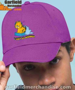 garfield dont do mornings purple hat