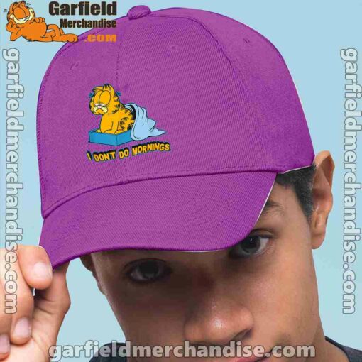 garfield dont do mornings purple hat