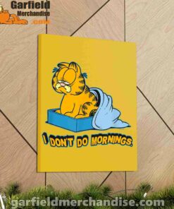 garfield dont do mornings yellow canvas