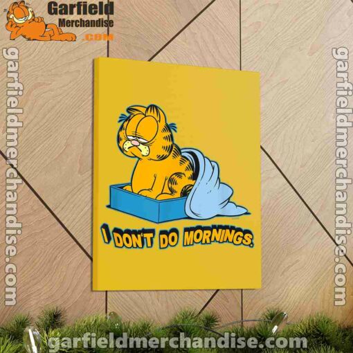 garfield dont do mornings yellow canvas