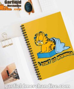 garfield dont do mornings yellow notebook