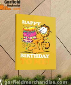 garfield happy birthday to me with cake yellow canvas