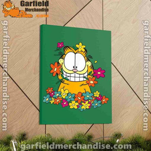 garfield in the garden green canvas