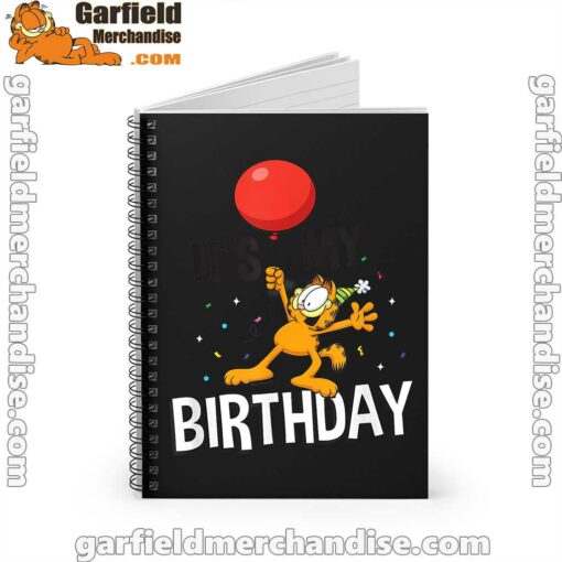 garfield its my birthday confetti celebration black notebook