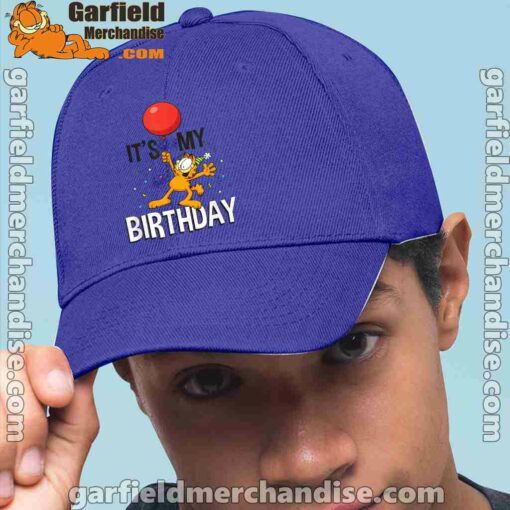 garfield its my birthday confetti celebration blue hat