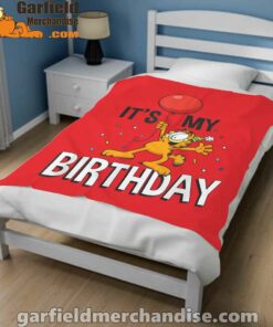 garfield its my birthday confetti celebration red blanket