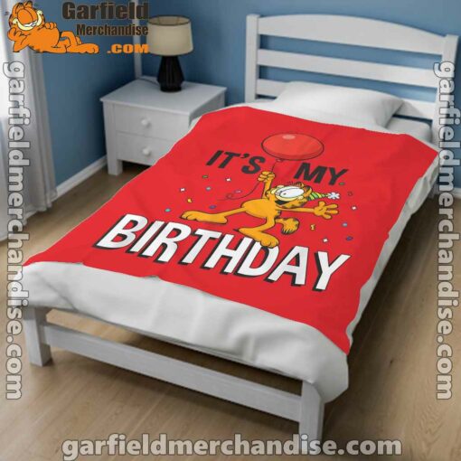 garfield its my birthday confetti celebration red blanket