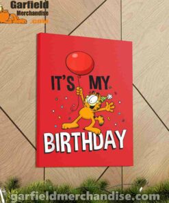 garfield its my birthday confetti celebration red canvas