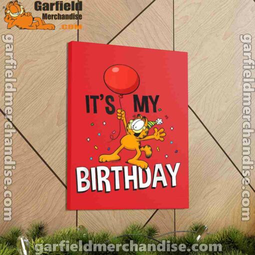 garfield its my birthday confetti celebration red canvas