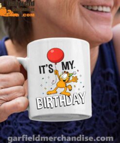 garfield its my birthday confetti celebration white coffee mug